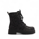 Europeon Union Women Black Glitter Half Boot #3302